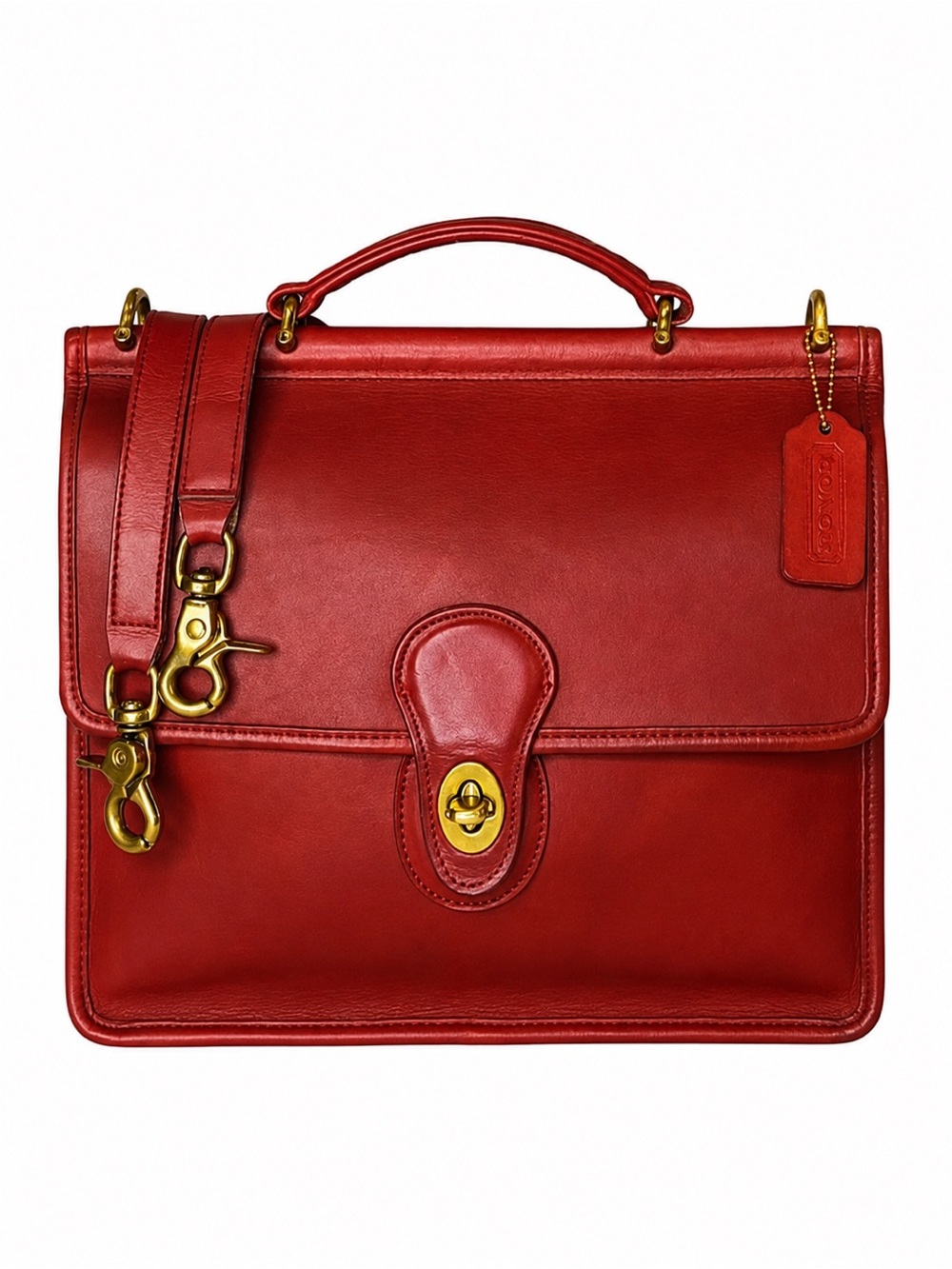 Vintage COACH WILLIS Red Glove Tanned Top Handle Crossbody Satchel 9927 USA COA
